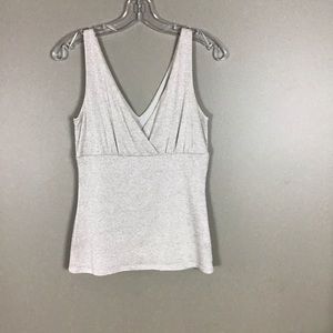 WHBM, Sz S, gold shimmer surplice top, soft, lined